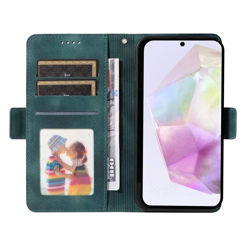 For Samsung Galaxy A56 5G Case PU Leather Phone Cover Rhombus Starry Imprinted - Green - 2
