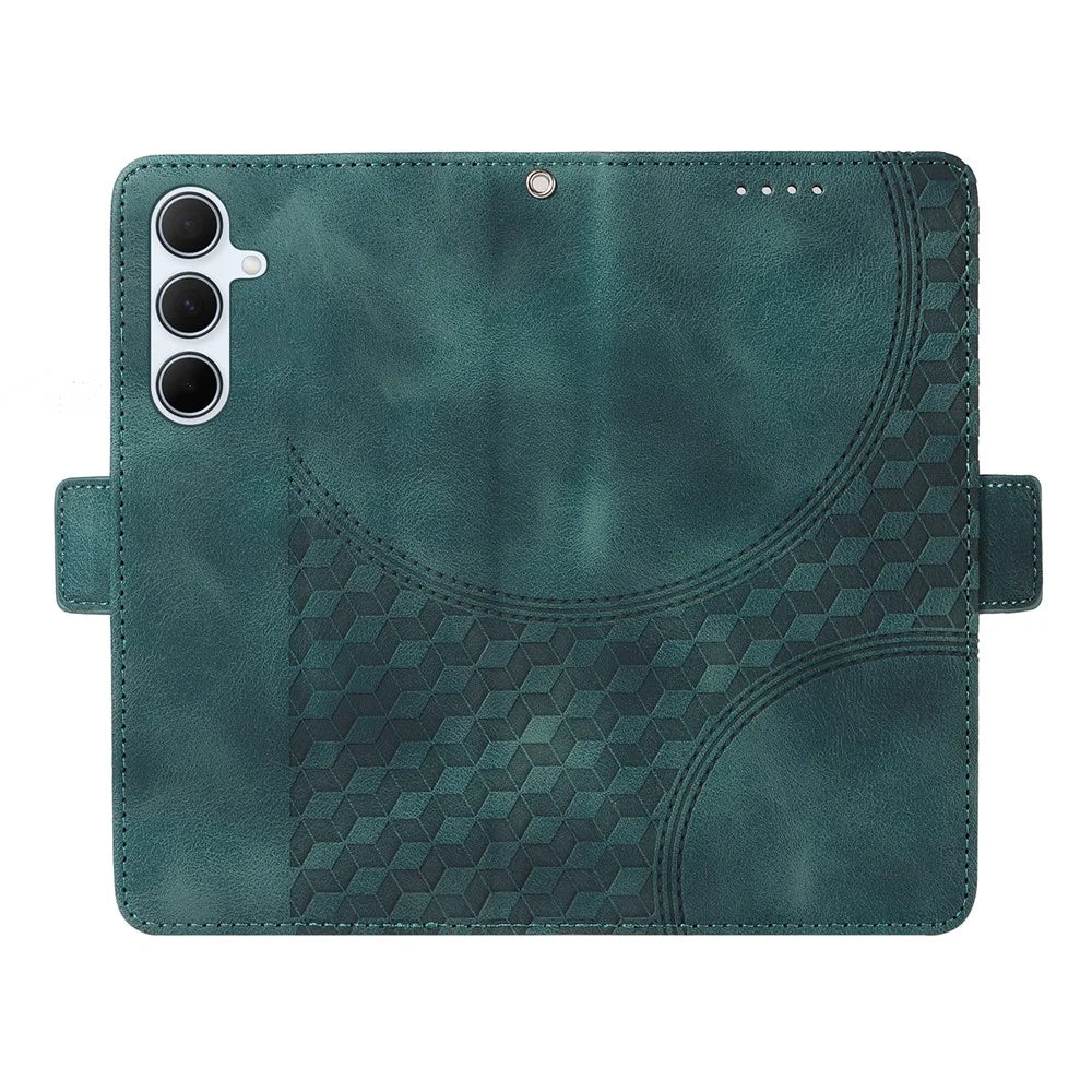 For Samsung Galaxy A56 5G Case PU Leather Phone Cover Rhombus Starry Imprinted - Green - 5