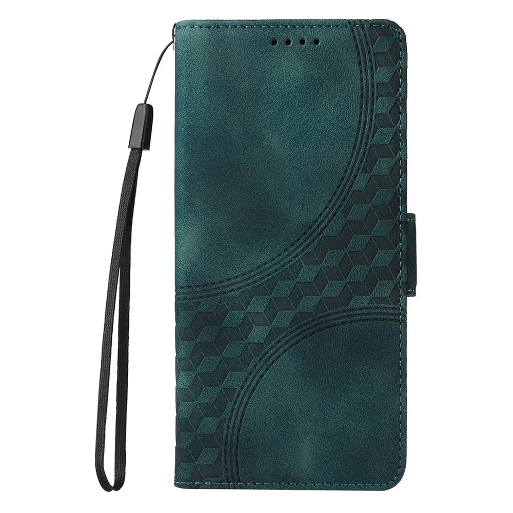 For Samsung Galaxy A56 5G Case PU Leather Phone Cover Rhombus Starry Imprinted - Green - 6