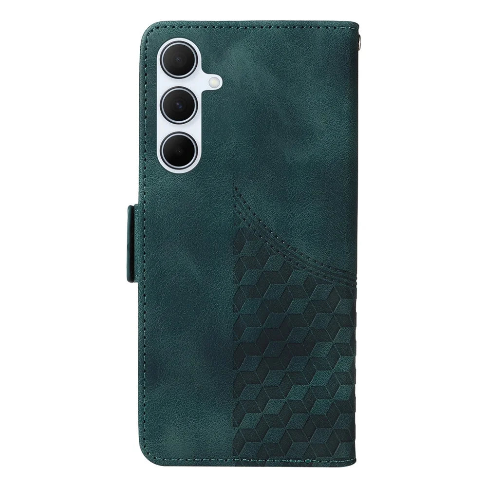 For Samsung Galaxy A56 5G Case PU Leather Phone Cover Rhombus Starry Imprinted - Green - 7