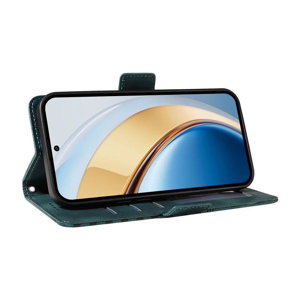 Leather Case for vivo Y300 5G / Y200 5G / V40 Lite (Indonesia) 5G / 4G Rhombus Starry Imprinted Phone Cover - Green - 3