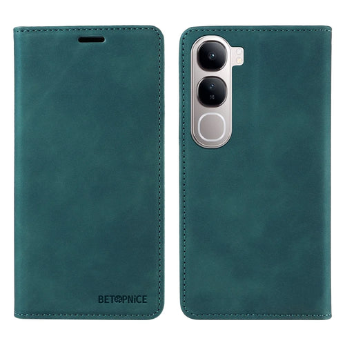 BETOPNICE 003 Wallet Phone Case for vivo Y300 5G / Y200 5G / V40 Lite (Indonesia) 5G / 4G Leather Cover with Stand - Green - 1