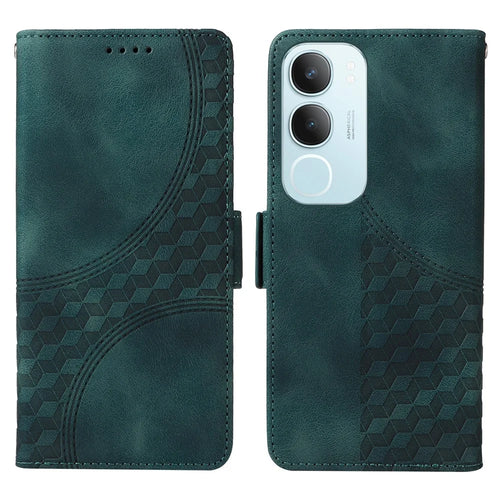 For vivo Y29 5G / Y19s 4G Case PU Leather Phone Cover Rhombus Starry Imprinted - Green - 1