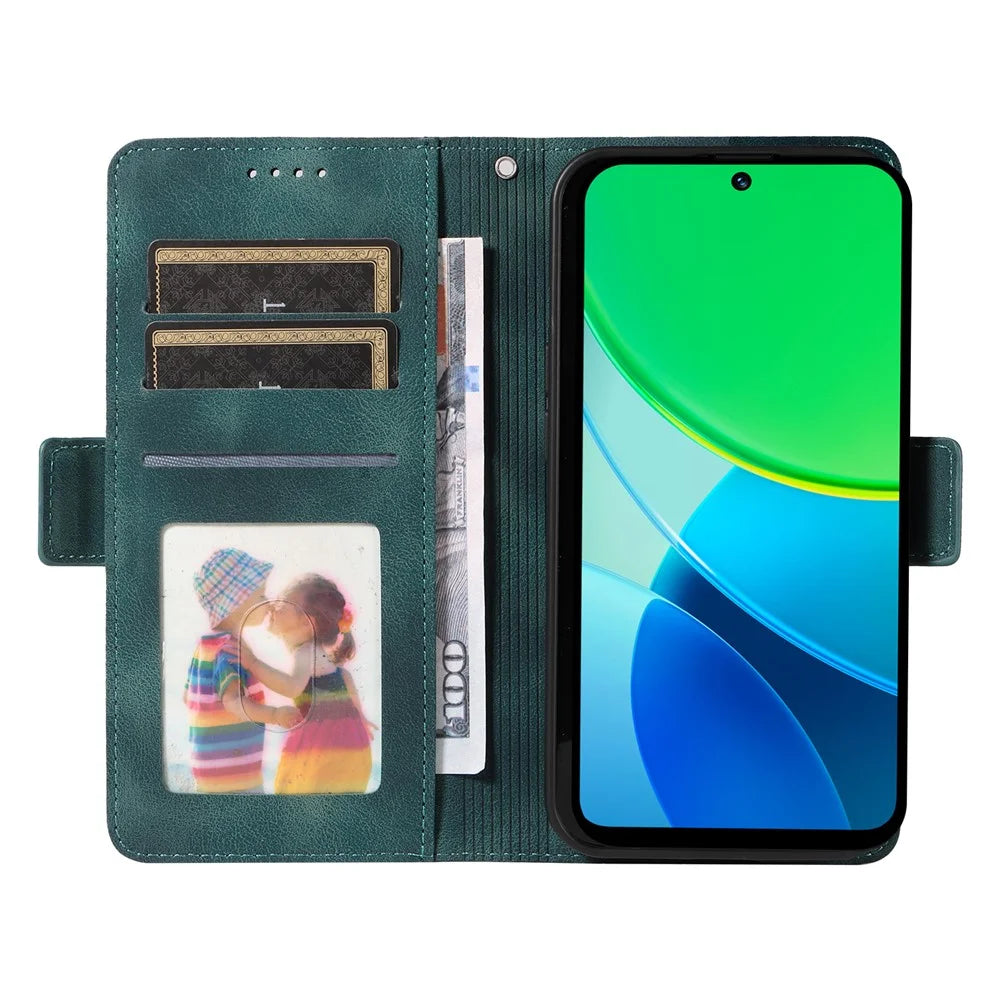For vivo Y29 5G / Y19s 4G Case PU Leather Phone Cover Rhombus Starry Imprinted - Green - 2