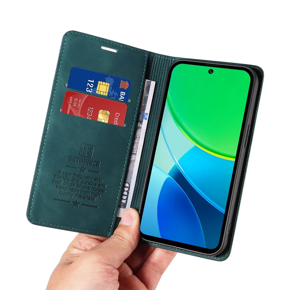 BETOPNICE 003 For vivo Y29 5G / Y19s 4G Wallet Case Leather Phone Cover with Stand - Green - 5