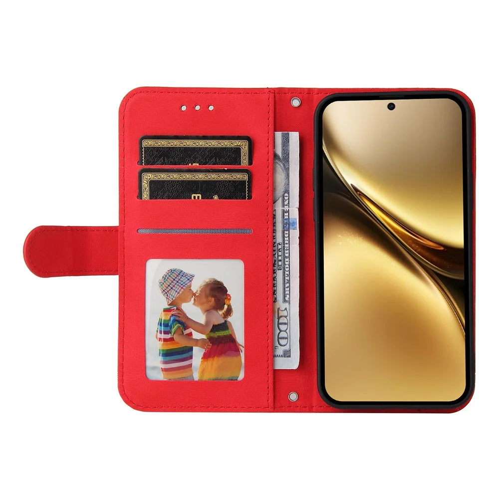 For vivo X200 Pro 5G Leather Wallet Cases Skin Touch Phone Cover Stand with Strap - Red - 2