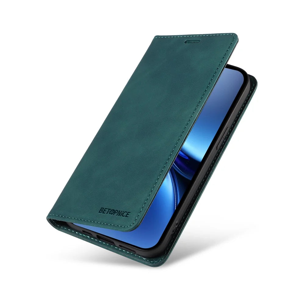 BETOPNICE 003 For vivo X200 5G Wallet Case Leather Phone Cover with Stand - Green - 6