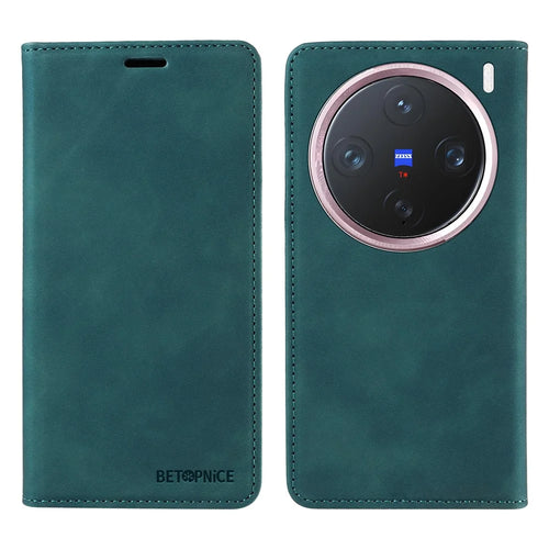 BETOPNICE 003 For vivo X200 Pro mini 5G Wallet Case Leather Phone Cover with Stand - Green - 1