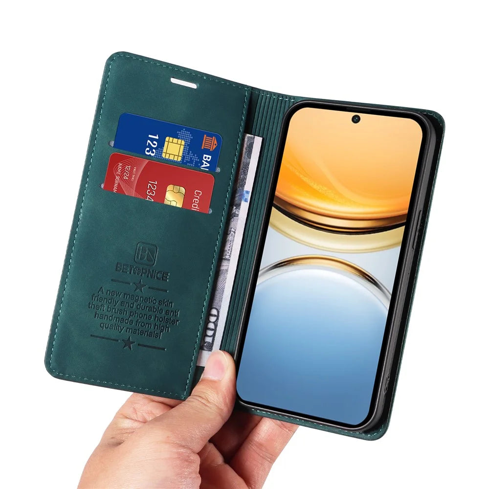 BETOPNICE 003 For vivo Y300 Pro 5G Wallet Case Leather Phone Cover with Stand - Green - 5