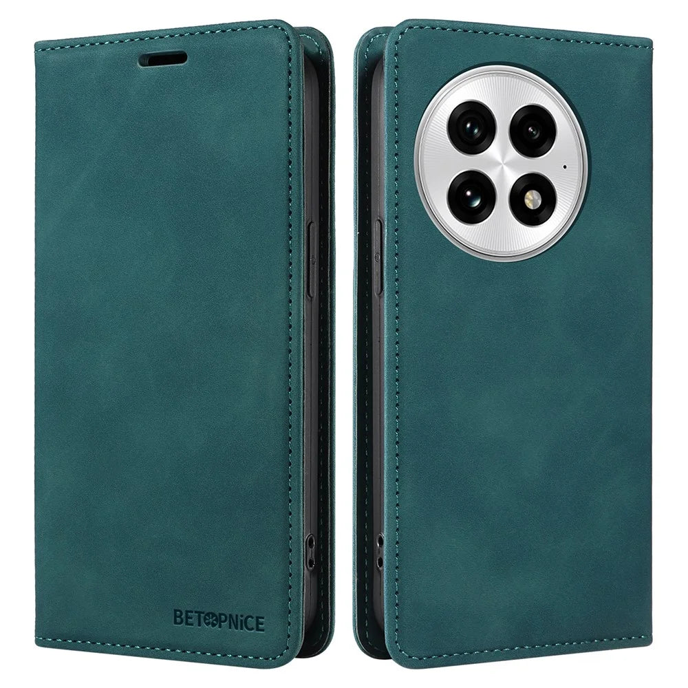 BETOPNICE 003 For OnePlus 13 Wallet Case Leather Phone Cover with Stand - Green - 1