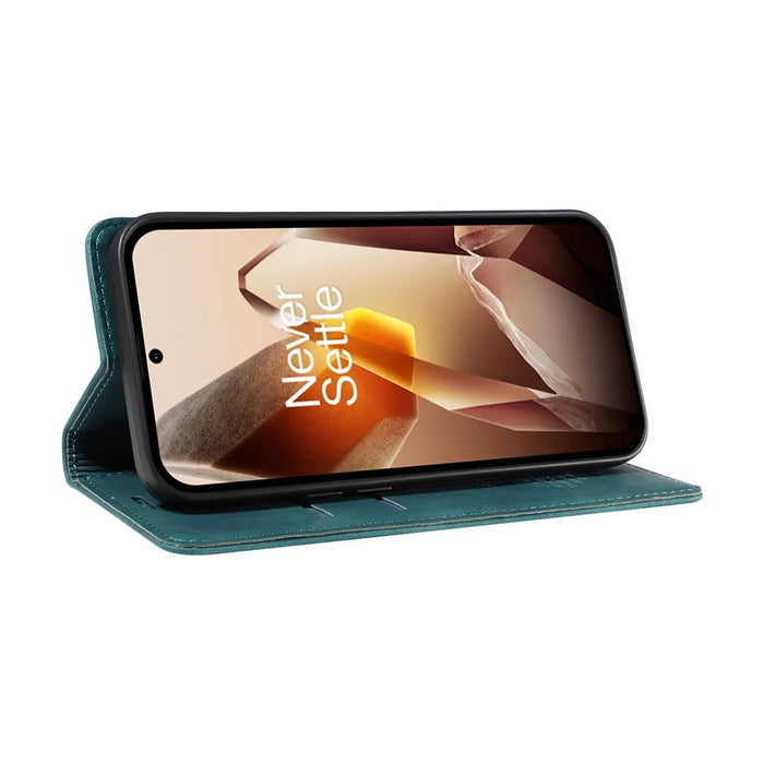 BETOPNICE 003 For OnePlus 13 Wallet Case Leather Phone Cover with Stand - Green - 3