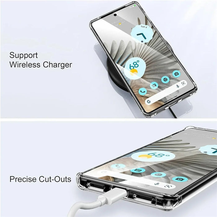 For Google Pixel 7 Pro 5G Magnetic Case Rotary Kickstand TPU PC Clear Phone Back Cover - 5