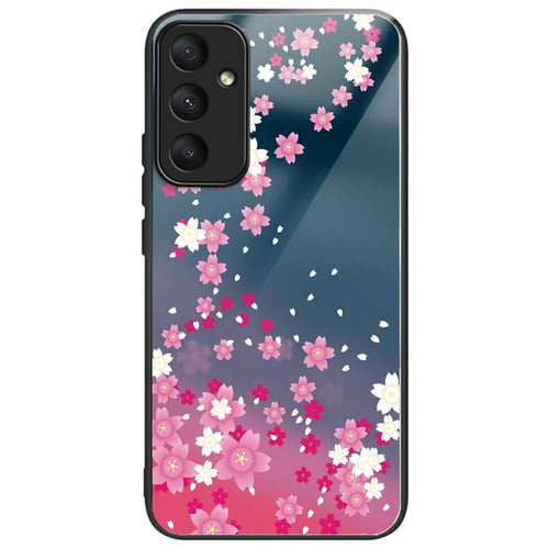 For Samsung Galaxy A16 5G  /  4G Case Pattern Printing Tempered Glass TPU Drop-Proof Phone Cover - Pink Florals - 1