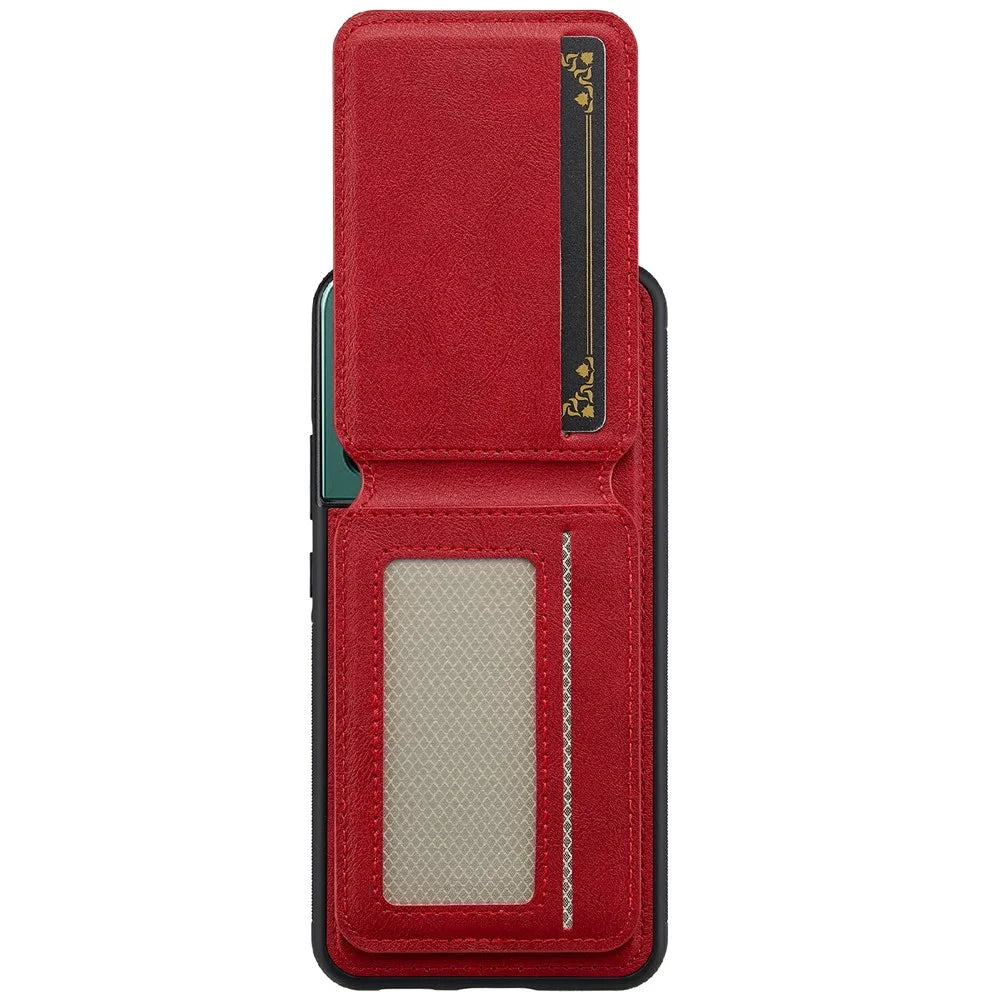 LC.IMEEKE L3 For Samsung Galaxy S22+ 5G Magnetic Case Detachable Card Holder Leather TPU Mobile Cover - Red - 5