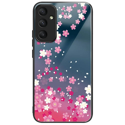 For Samsung Galaxy S25 Case Pattern Printing Tempered Glass TPU Drop-Proof Phone Cover - Pink Florals - 1