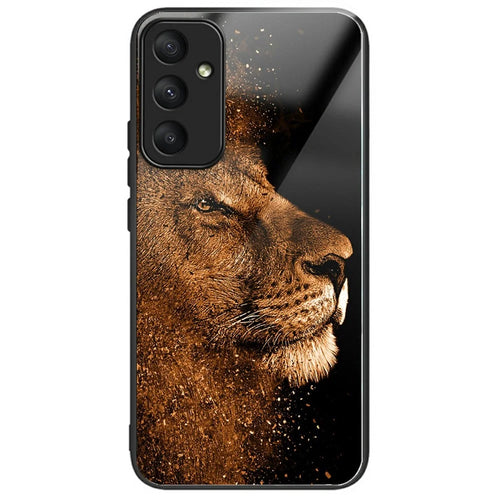 For Samsung Galaxy S25 Case Tempered Glass TPU Drop-Proof Pattern Printing Phone Cover - Lion With Profile - 1
