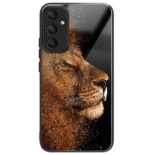 For Samsung Galaxy A18 5G / A18 4G / A17 5G / A17 4G / A26 5G Case Tempered Glass TPU Drop-Proof Pattern Printing Phone Cover - Lion With Profile - 1