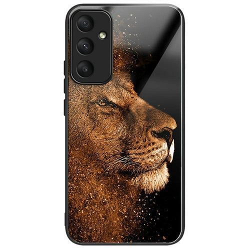 For Samsung Galaxy A56 5G Case Tempered Glass TPU Drop-Proof Pattern Printing Phone Cover - Lion With Profile - 1