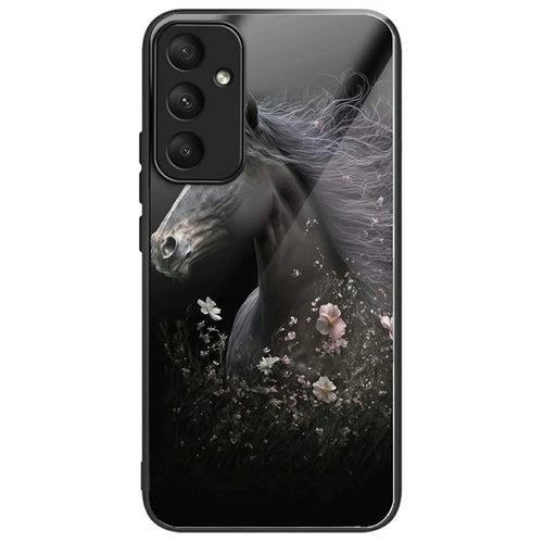 For Samsung Galaxy A18 5G / A18 4G / A17 5G / A17 4G / A26 5G Case Tempered Glass TPU Drop-Proof Phone Cover Pattern Printing - Horse and Flower - 1
