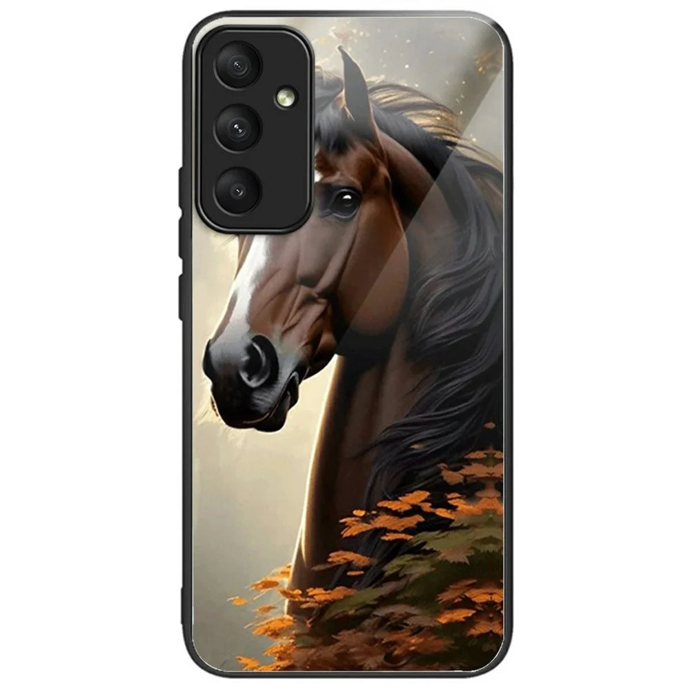 For Samsung Galaxy A56 5G Case Tempered Glass TPU Drop-Proof Phone Cover Pattern Printing - Horse - 1