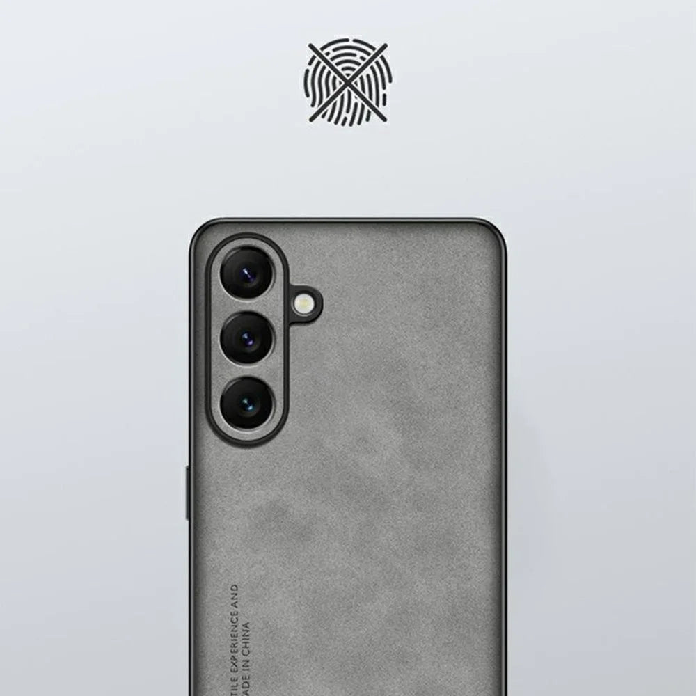 For Samsung Galaxy S25 Case Suede Leather Texture TPU + PU Phone Back Cover - Grey - 4