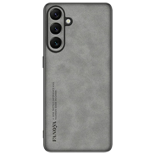 For Samsung Galaxy S25+ Case Suede Leather Texture TPU + PU Phone Back Cover - Grey - 1