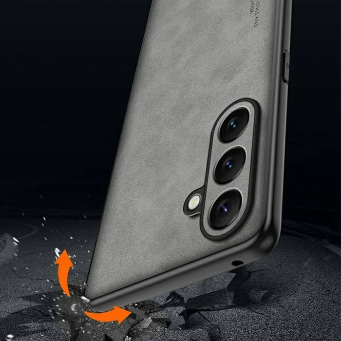 For Samsung Galaxy A16 5G  /  4G Case Suede Leather Texture TPU + PU Phone Back Cover - Grey - 3