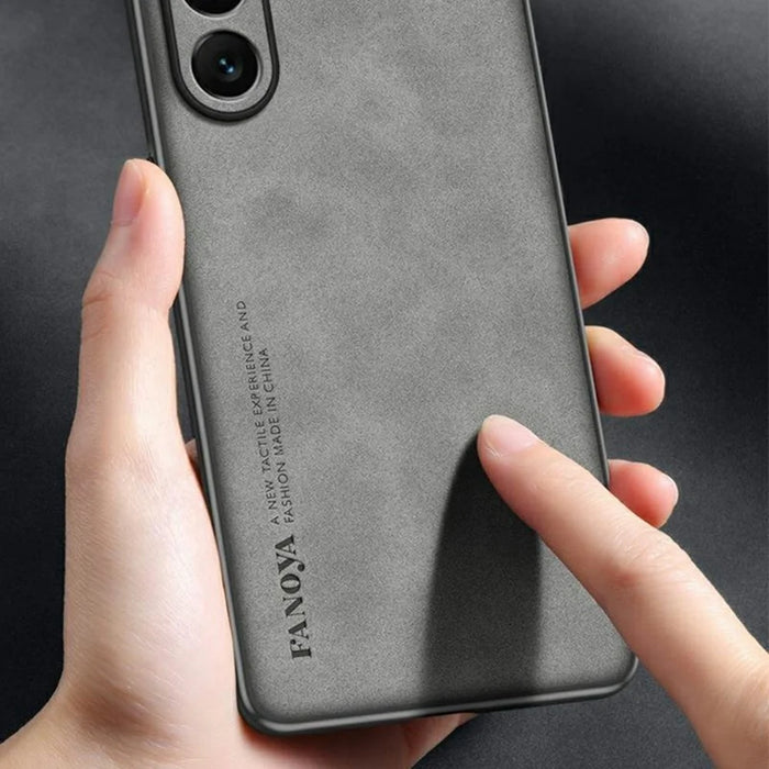 For Samsung Galaxy A16 5G  /  4G Case Suede Leather Texture TPU + PU Phone Back Cover - Grey - 5