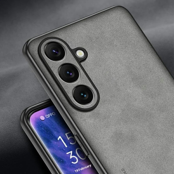 For Samsung Galaxy A16 5G  /  4G Case Suede Leather Texture TPU + PU Phone Back Cover - Grey - 6