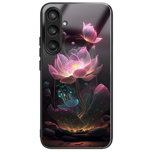 For Samsung Galaxy A18 5G / A18 4G / A17 5G / A17 4G / A26 5G Case Tempered Glass Back Cover with Pattern Printing - Lotus - 1