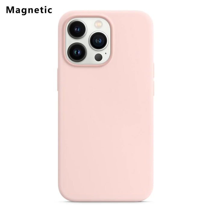 For iPhone 14 Pro Compatible with MagSafe Liquid Silicone Phone Back Cover (No Logo) - Pink - 1