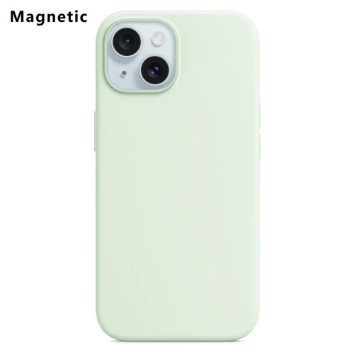 For iPhone 15 Compatible with MagSafe Liquid Silicone Phone Back Cover (No Logo) - Mint Green - 1