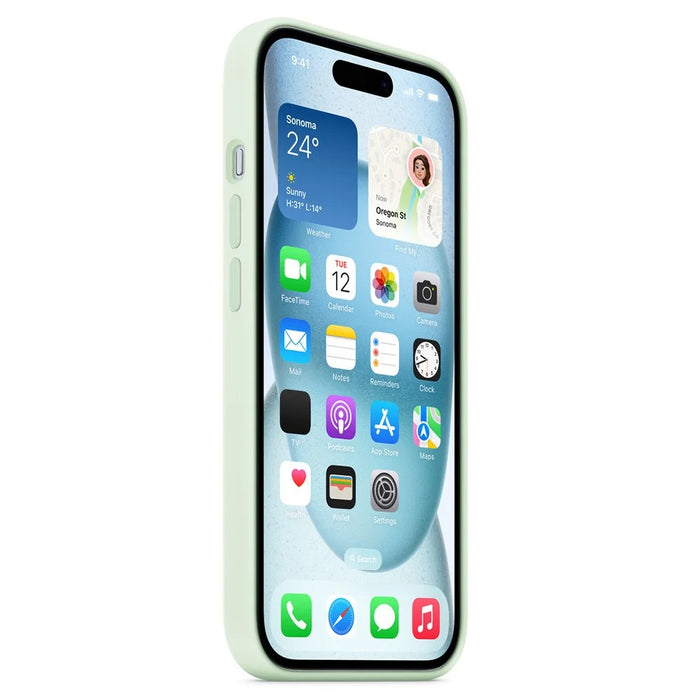 For iPhone 15 Compatible with MagSafe Liquid Silicone Phone Back Cover (No Logo) - Mint Green - 2