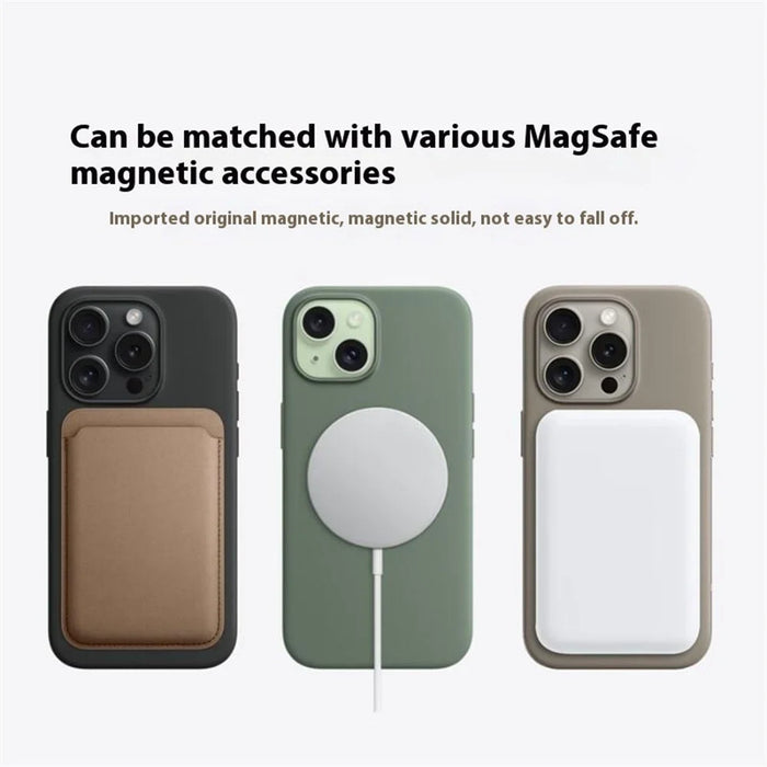 For iPhone 15 Pro Max Compatible with MagSafe Liquid Silicone Phone Back Cover (No Logo) - Deep Pink - 5