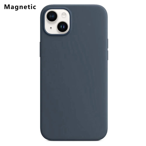 For iPhone 14 Plus Compatible with MagSafe Liquid Silicone Phone Back Cover (No Logo) - Dark Blue - 1