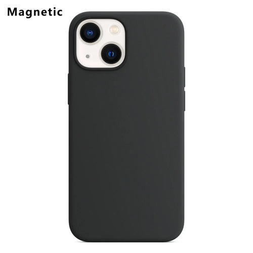 For iPhone 13 Compatible with MagSafe Liquid Silicone Phone Back Cover (No Logo) - Black - 1