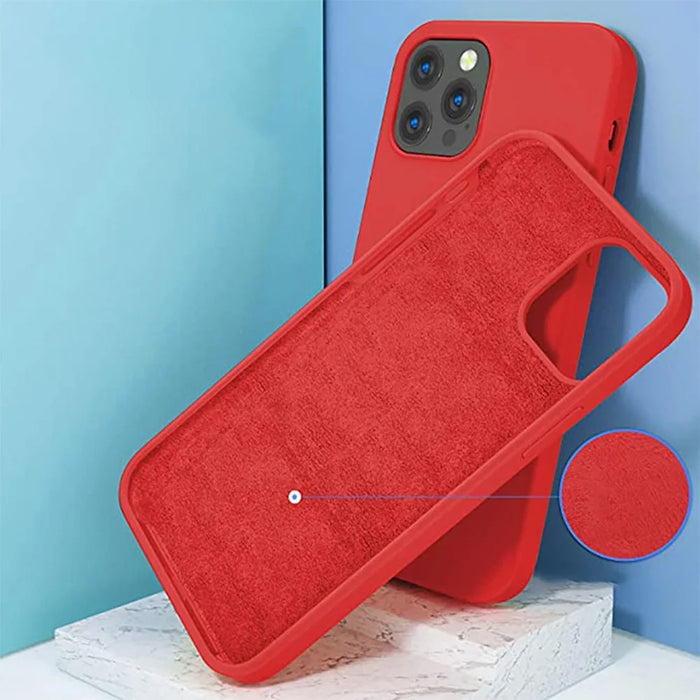 For iPhone 12 Pro Max Compatible with MagSafe Liquid Silicone Phone Back Cover (No Logo) - Red - 5