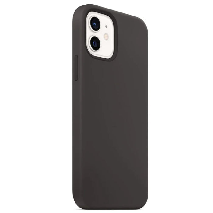 For iPhone 12 / 12 Pro Compatible with MagSafe Liquid Silicone Phone Back Cover (No Logo) - Black - 3