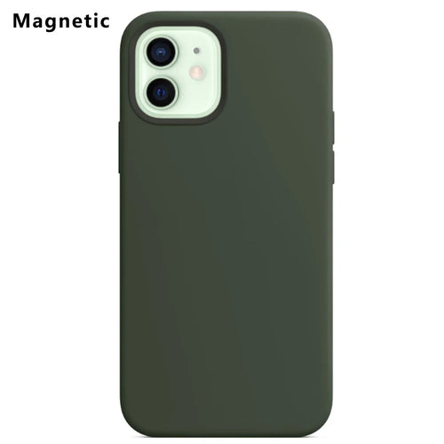 For iPhone 12 mini Compatible with MagSafe Liquid Silicone Phone Back Cover (No Logo) - Dark Green - 1
