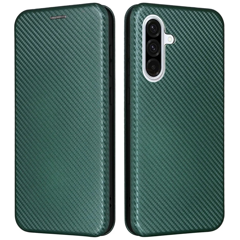 For Samsung Galaxy A26 5G Case Carbon Fiber Texture Drop-Proof PU Leather Phone Cover - Green - 1
