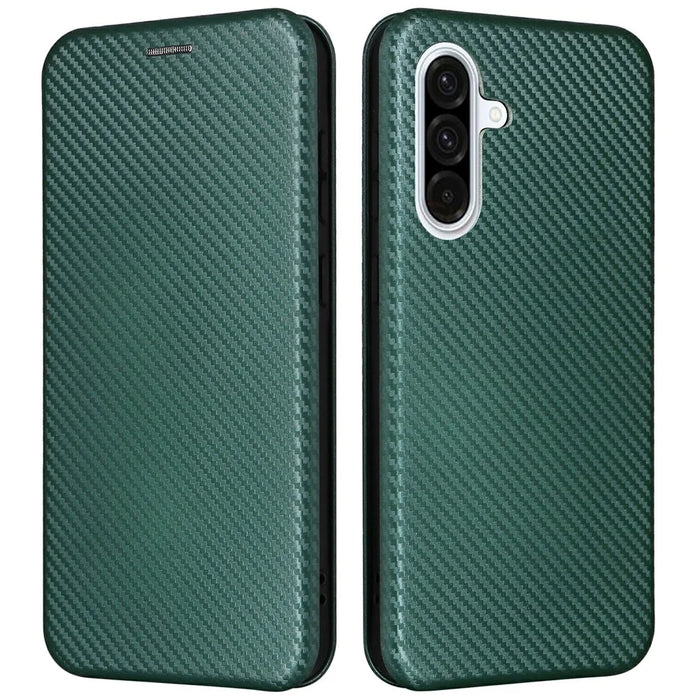 For Samsung Galaxy A26 5G Case Carbon Fiber Texture Drop-Proof PU Leather Phone Cover - Green - 1
