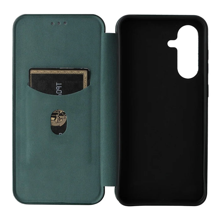 For Samsung Galaxy A26 5G Case Carbon Fiber Texture Drop-Proof PU Leather Phone Cover - Green - 4