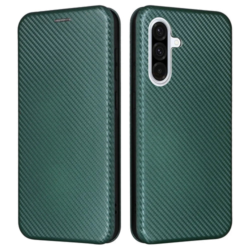 For Samsung Galaxy A56 5G Case Carbon Fiber Texture Drop-Proof PU Leather Phone Cover - Green - 1