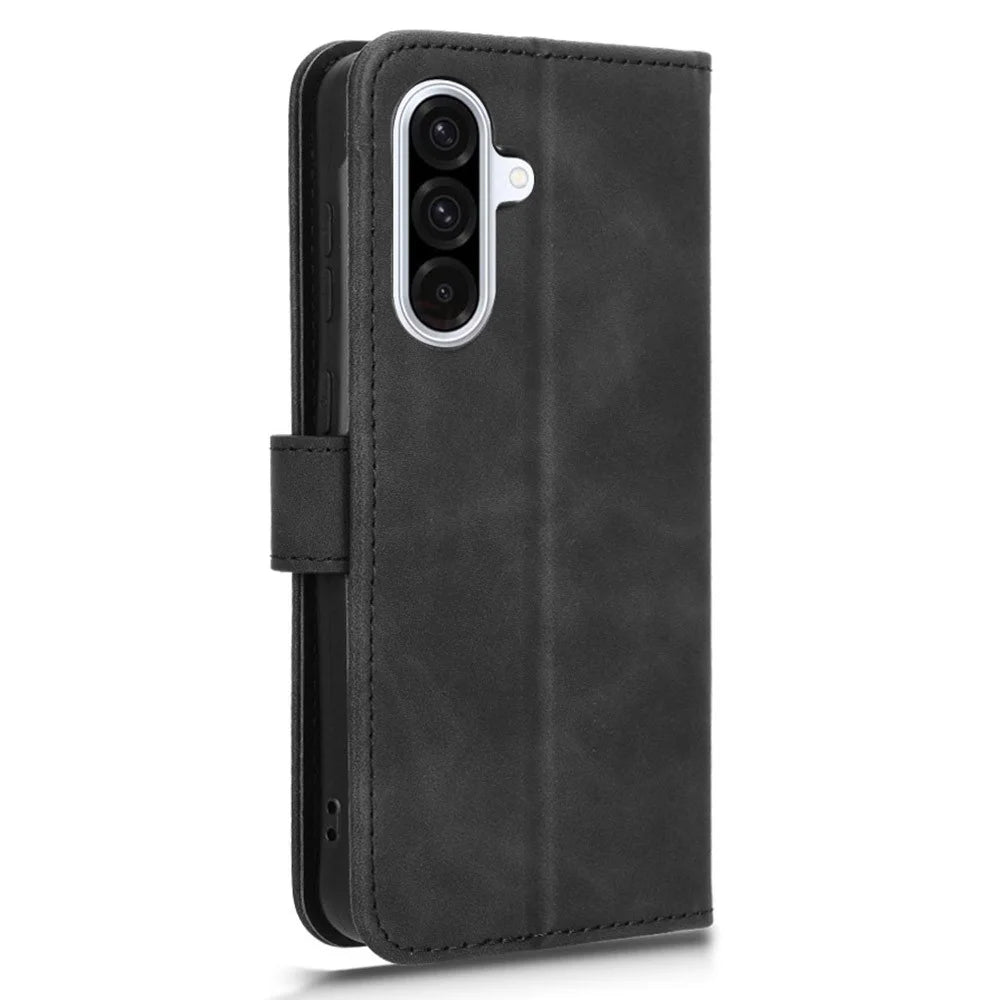 For Samsung Galaxy A26 5G Leather Case Skin-Feel Anti-Drop Wallet Flip Phone Cover - Black - 6