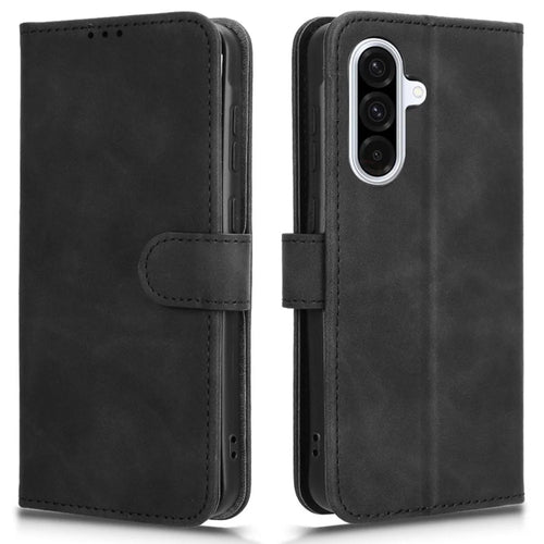 For Samsung Galaxy A56 5G Leather Case Skin-Feel Anti-Drop Wallet Flip Phone Cover - Black - 1
