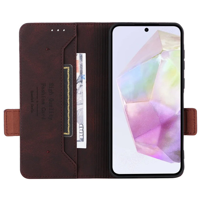 For Samsung Galaxy A56 5G Case Leather Wallet Flip Phone Cover with Hardware Decor - Coffee - 2