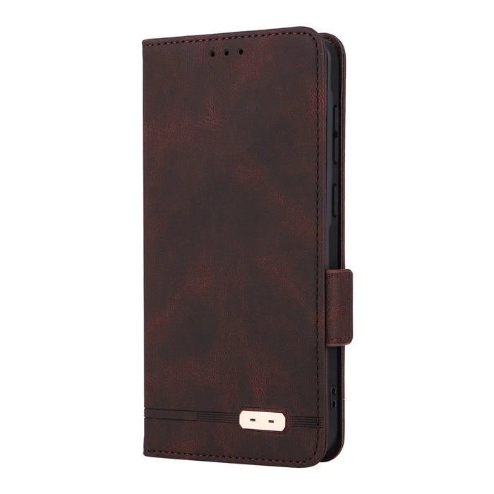 For Samsung Galaxy A56 5G Case Leather Wallet Flip Phone Cover with Hardware Decor - Coffee - 6