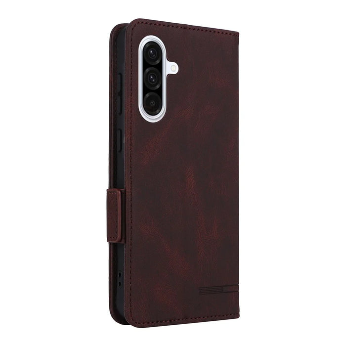 For Samsung Galaxy A56 5G Case Leather Wallet Flip Phone Cover with Hardware Decor - Coffee - 7