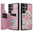 For Samsung Galaxy S25 Ultra Case Flower Leather TPU RFID Blocking Phone Cover Card Slots - Rose - 1