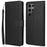 For Samsung Galaxy S25 Ultra Case Wallet Stand View PU Leather Phone Cover - Black - 1